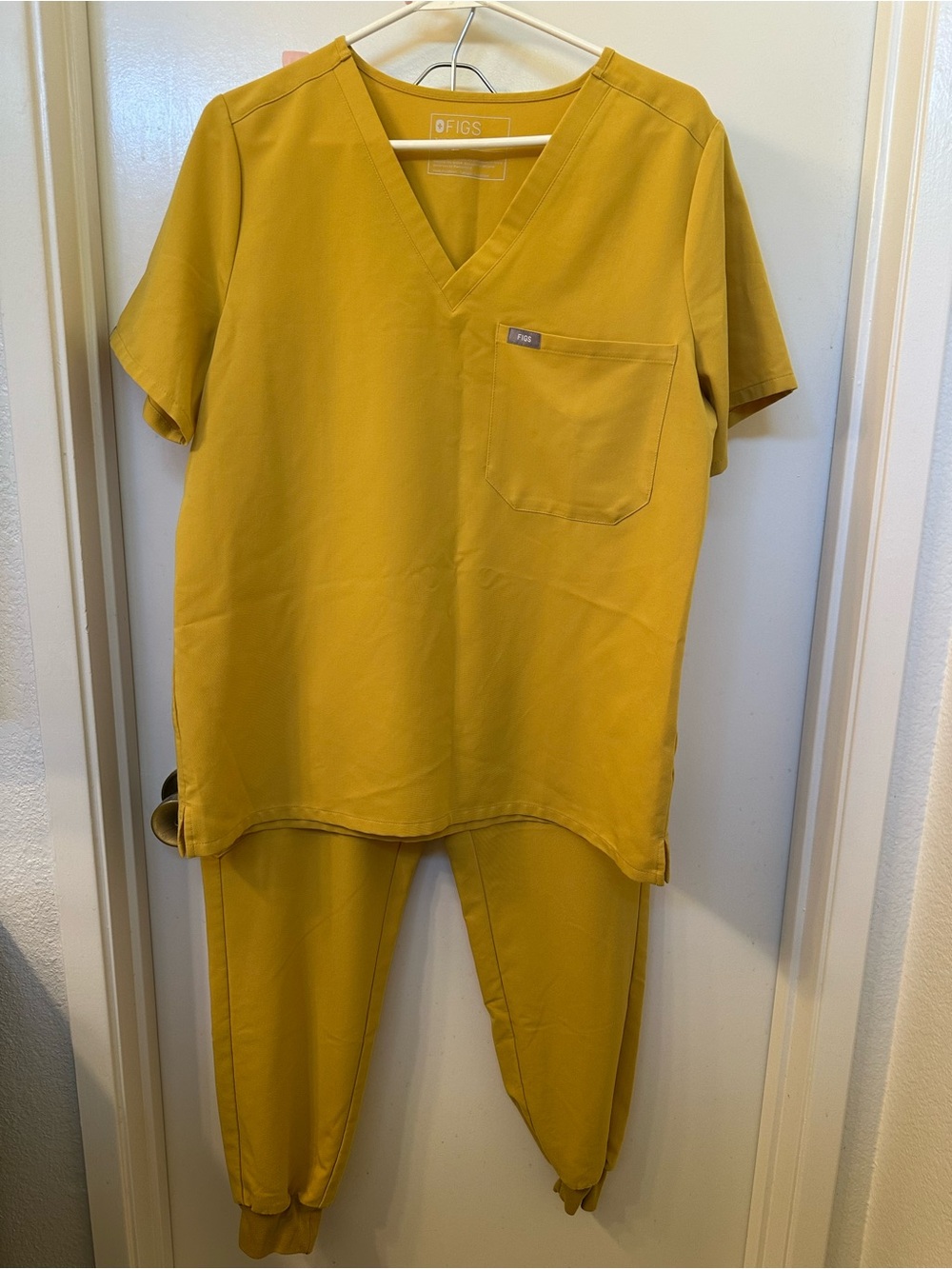 Figs Mustard Scrub Top & Pants Set